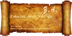 Zabolai Arétász névjegykártya